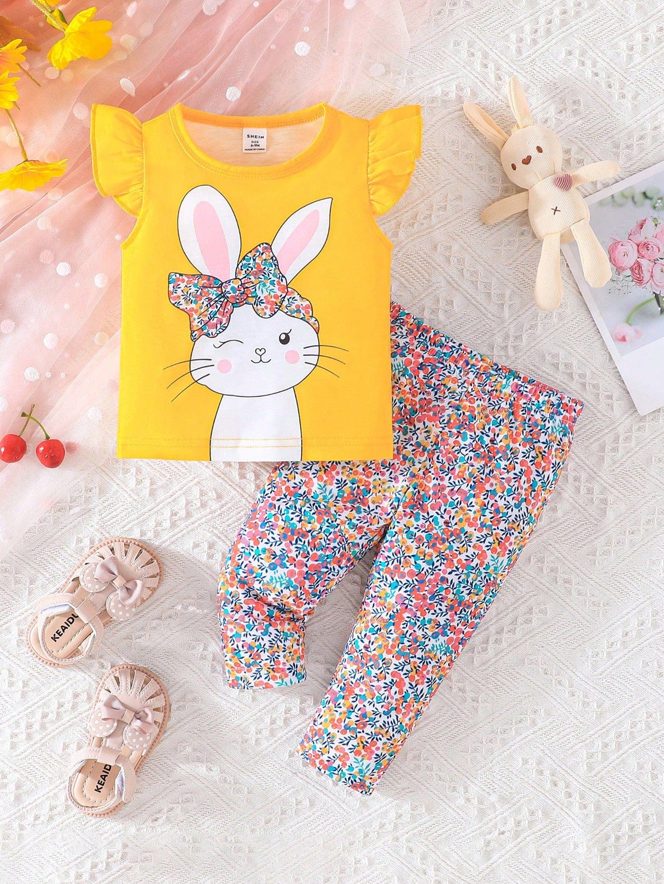 Adorable Baby Easter Outfit: Cute Rabbit Print Set