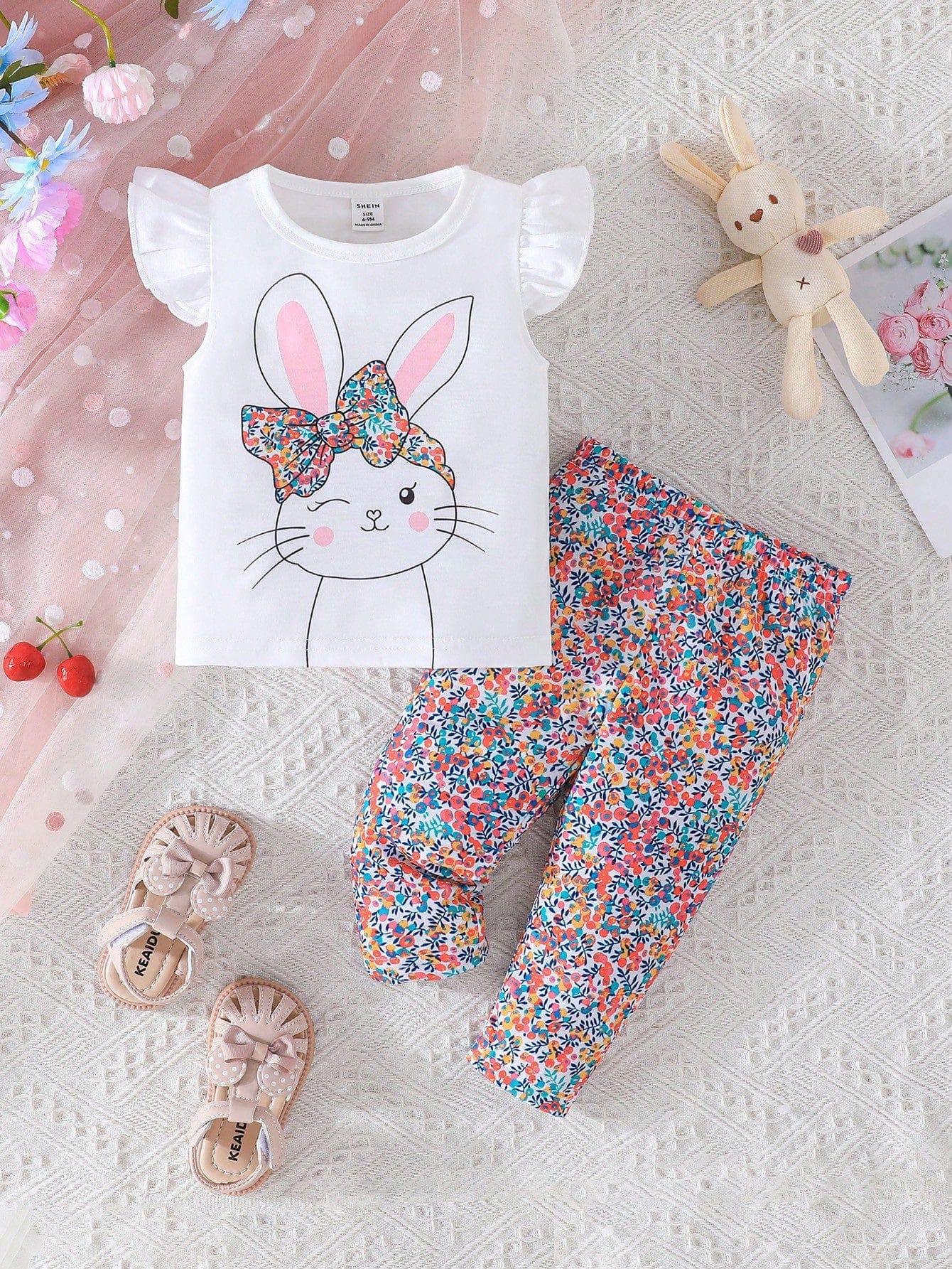 Adorable Baby Easter Outfit: Cute Rabbit Print Set