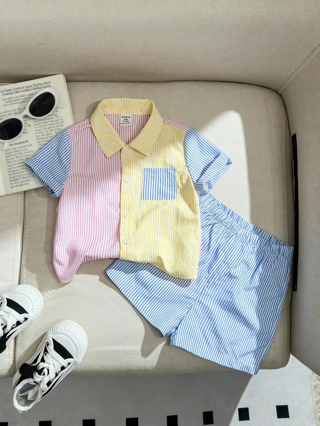 Adorable Baby Easter Outfit: Color Block Polo & Shorts Set