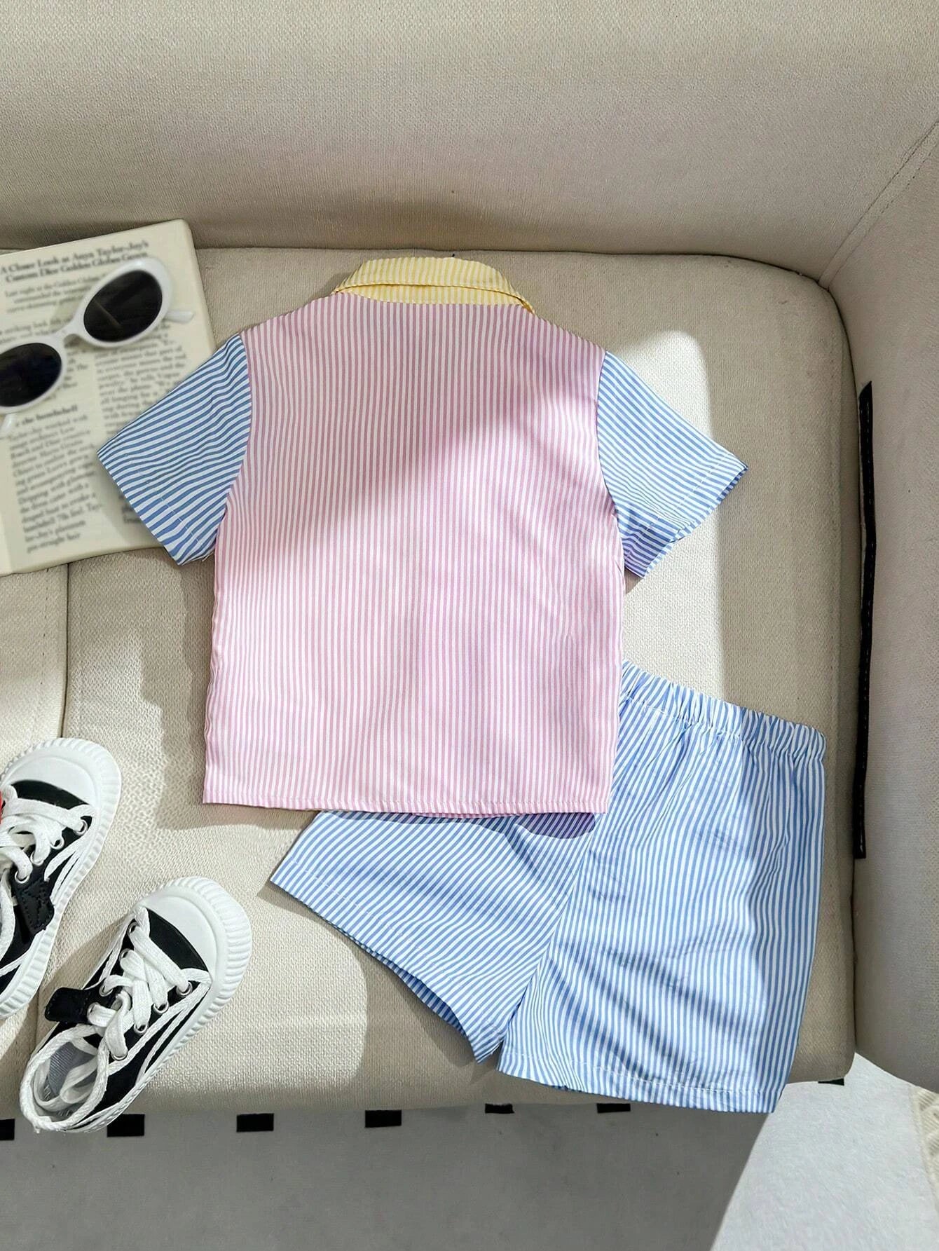 Adorable Baby Easter Outfit: Color Block Polo & Shorts Set