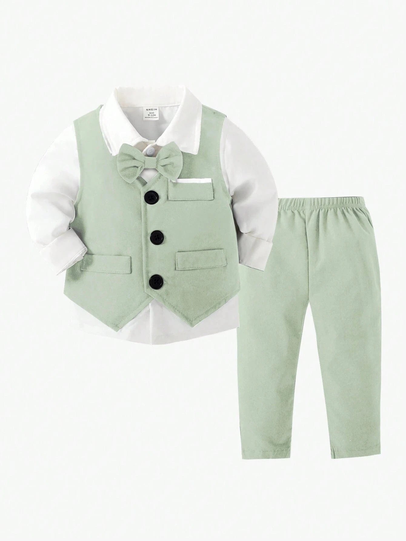 Charming St. Patrick's Day Outfit: 2pcs Suit with Vest & Pants for Boys
