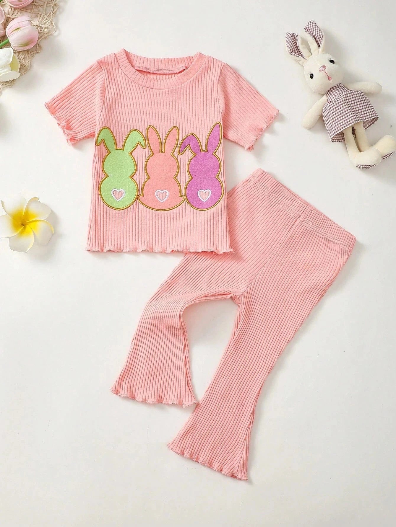 Adorable Baby Easter Outfit: Cute Rabbit Embroidery Set