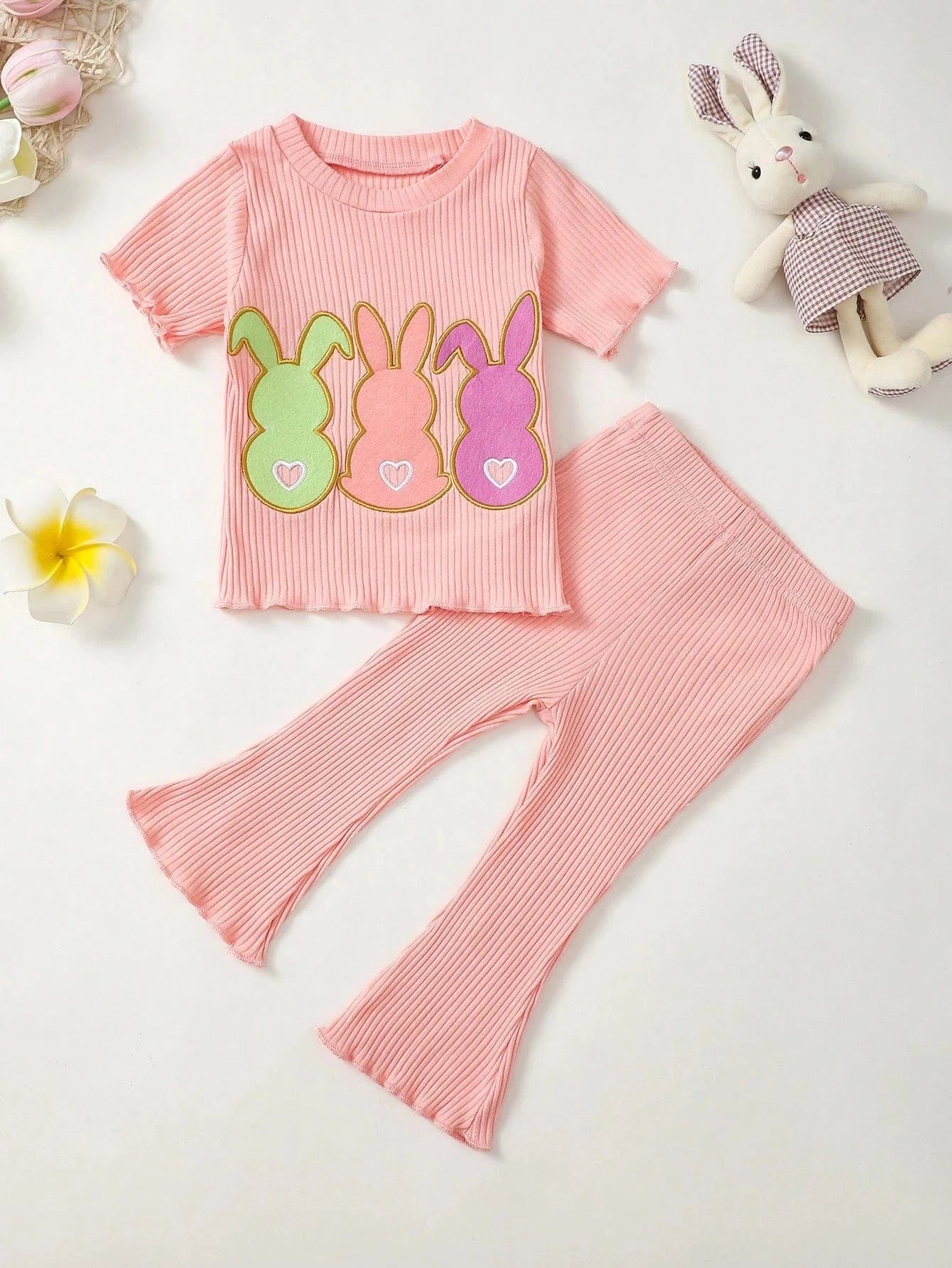 Adorable Baby Easter Outfit: Cute Rabbit Embroidery Set
