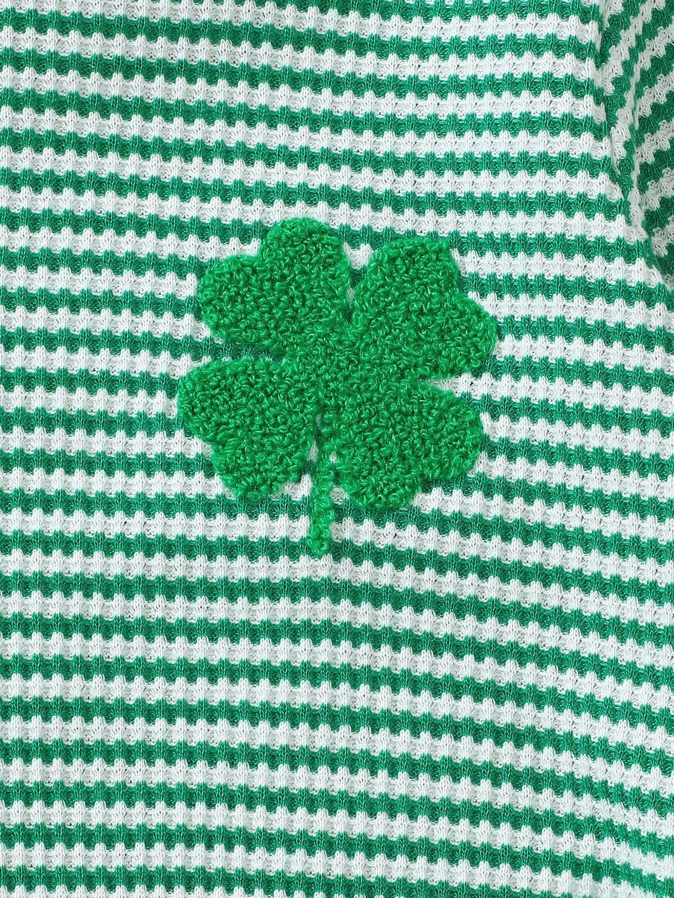 Adorable St. Patrick's Day Outfit: Clover Embroidered Green Striped Romper