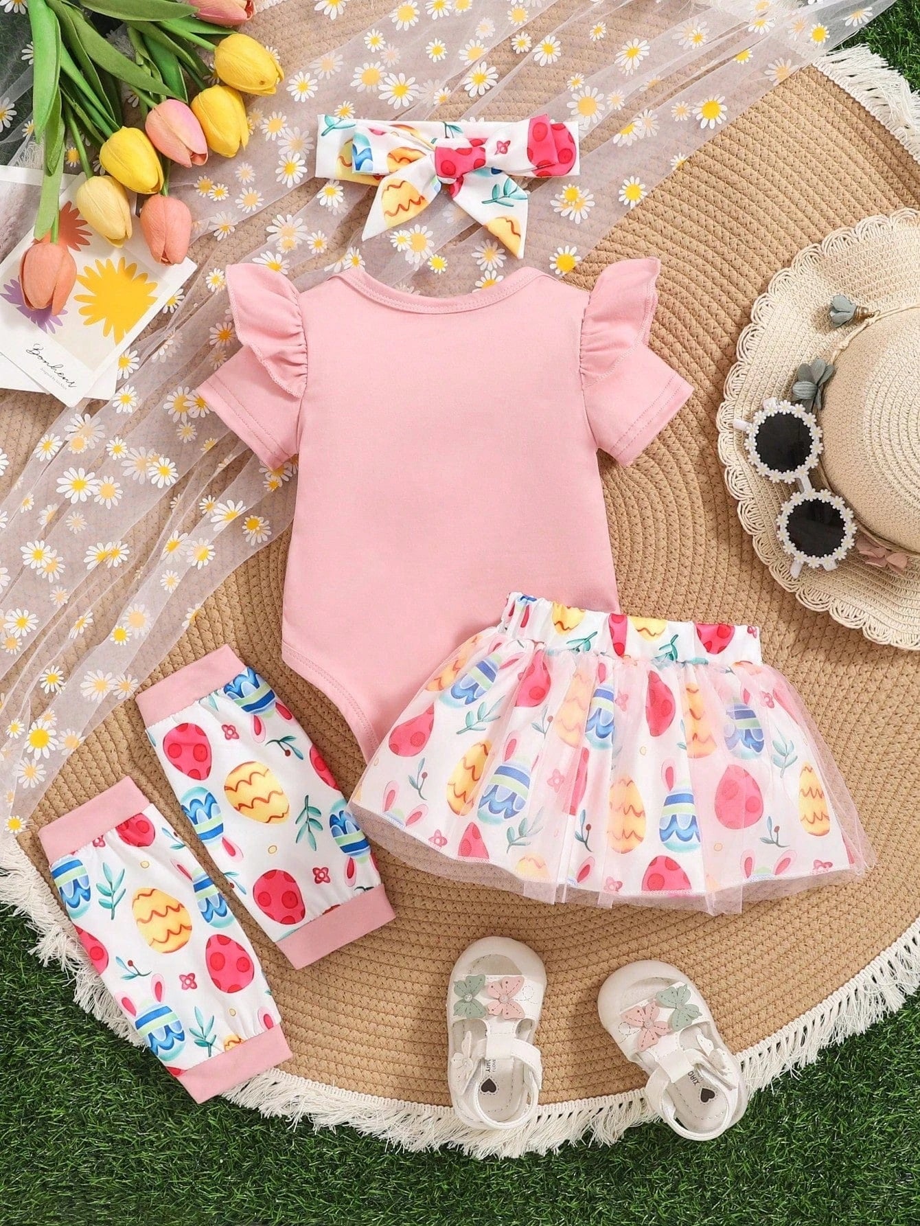 Charming Baby Easter Outfit: Bunny & Egg Romper