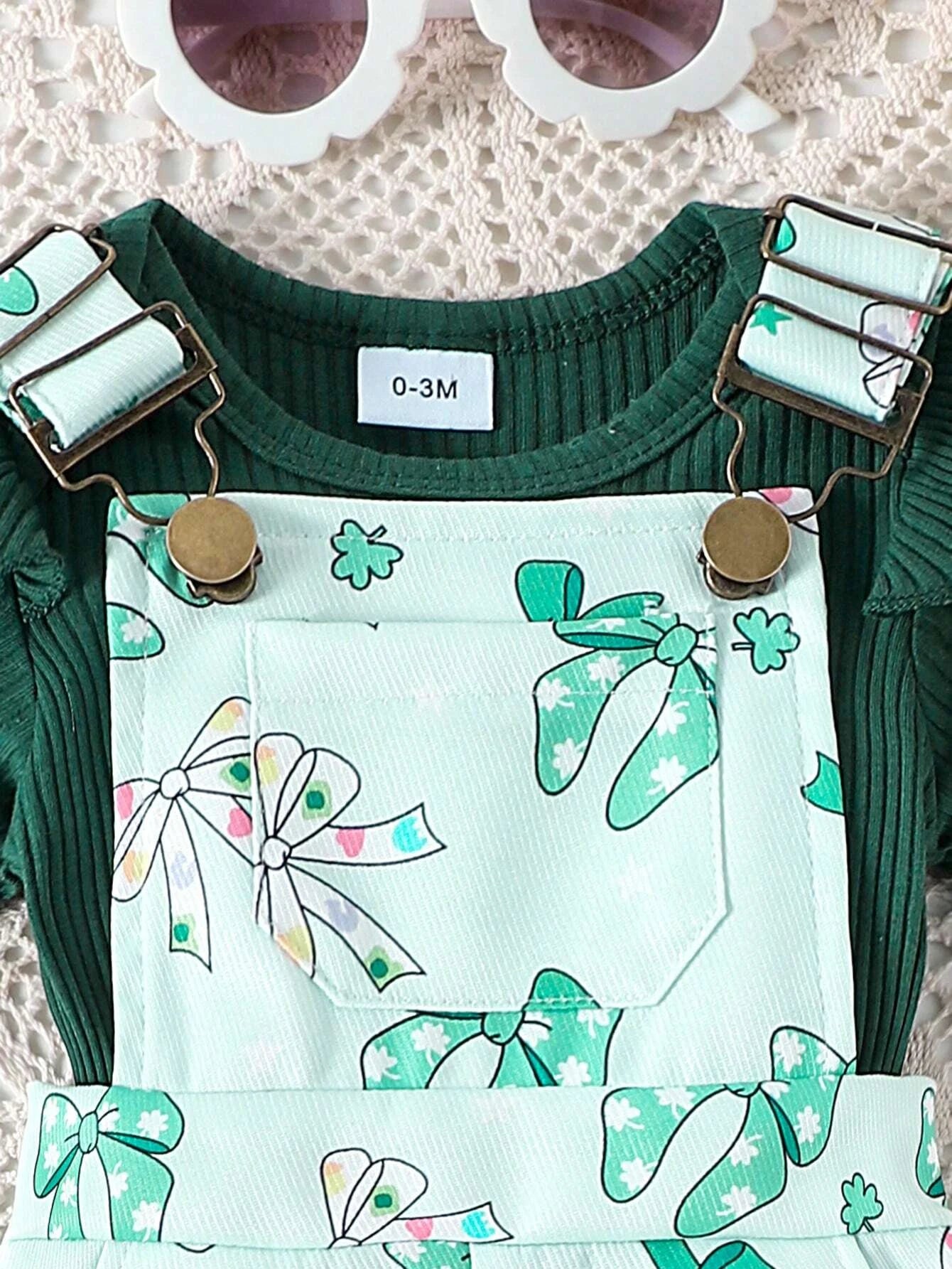 Adorable St. Patrick's Day Outfit for Baby Girls - Cute Romper & Bib Pants Set