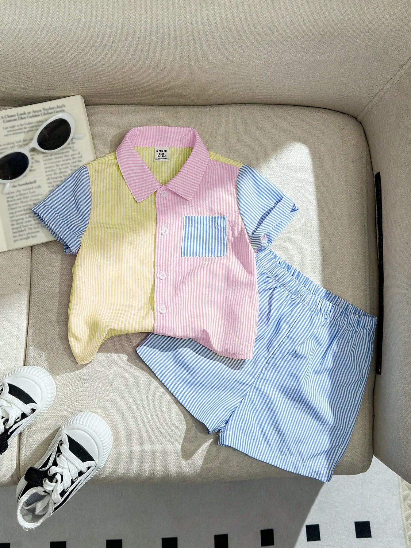 Adorable Baby Easter Outfit: Color Block Polo & Shorts Set