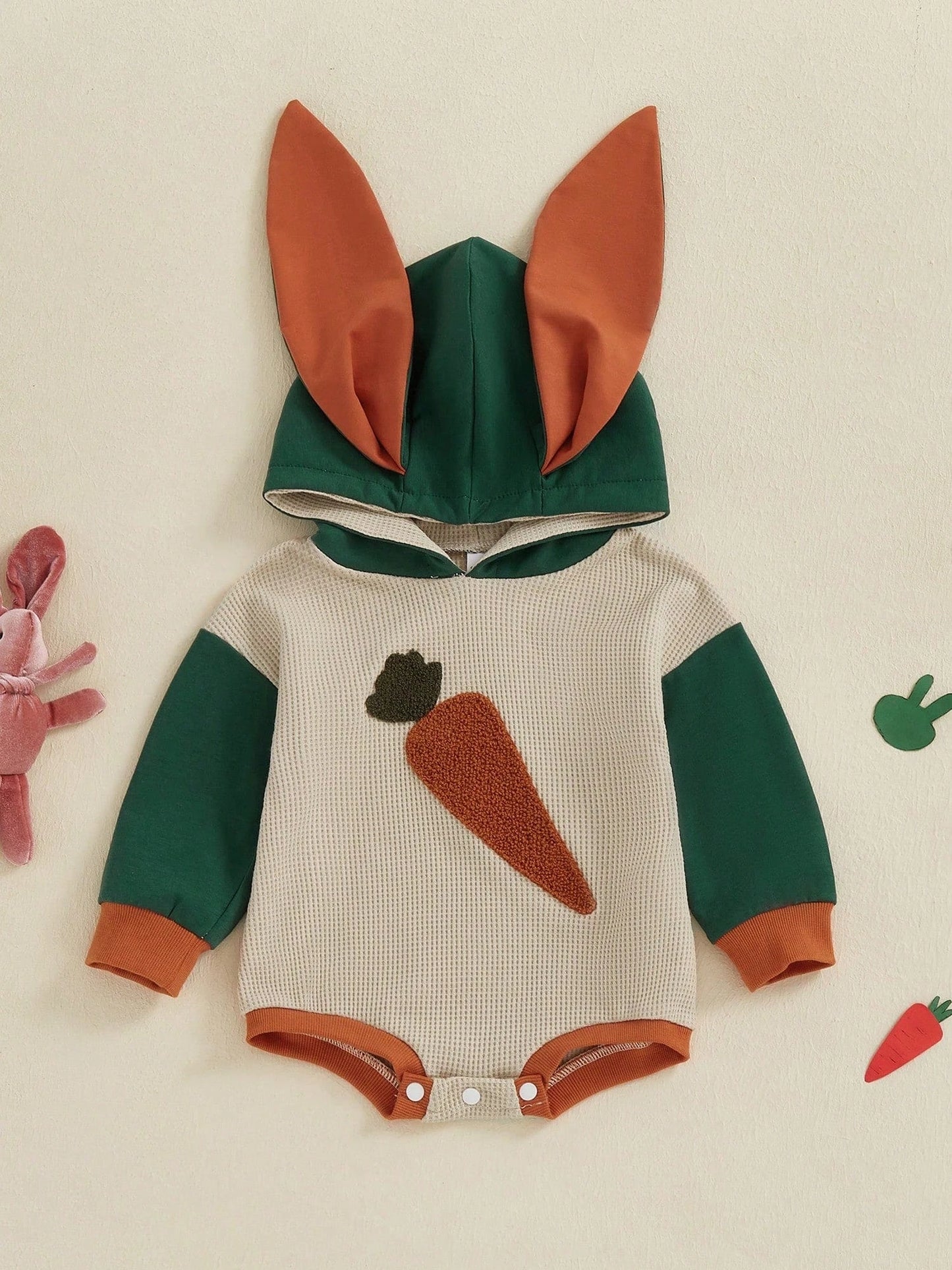 Adorable Baby Easter Outfit: Hooded Carrot Romper