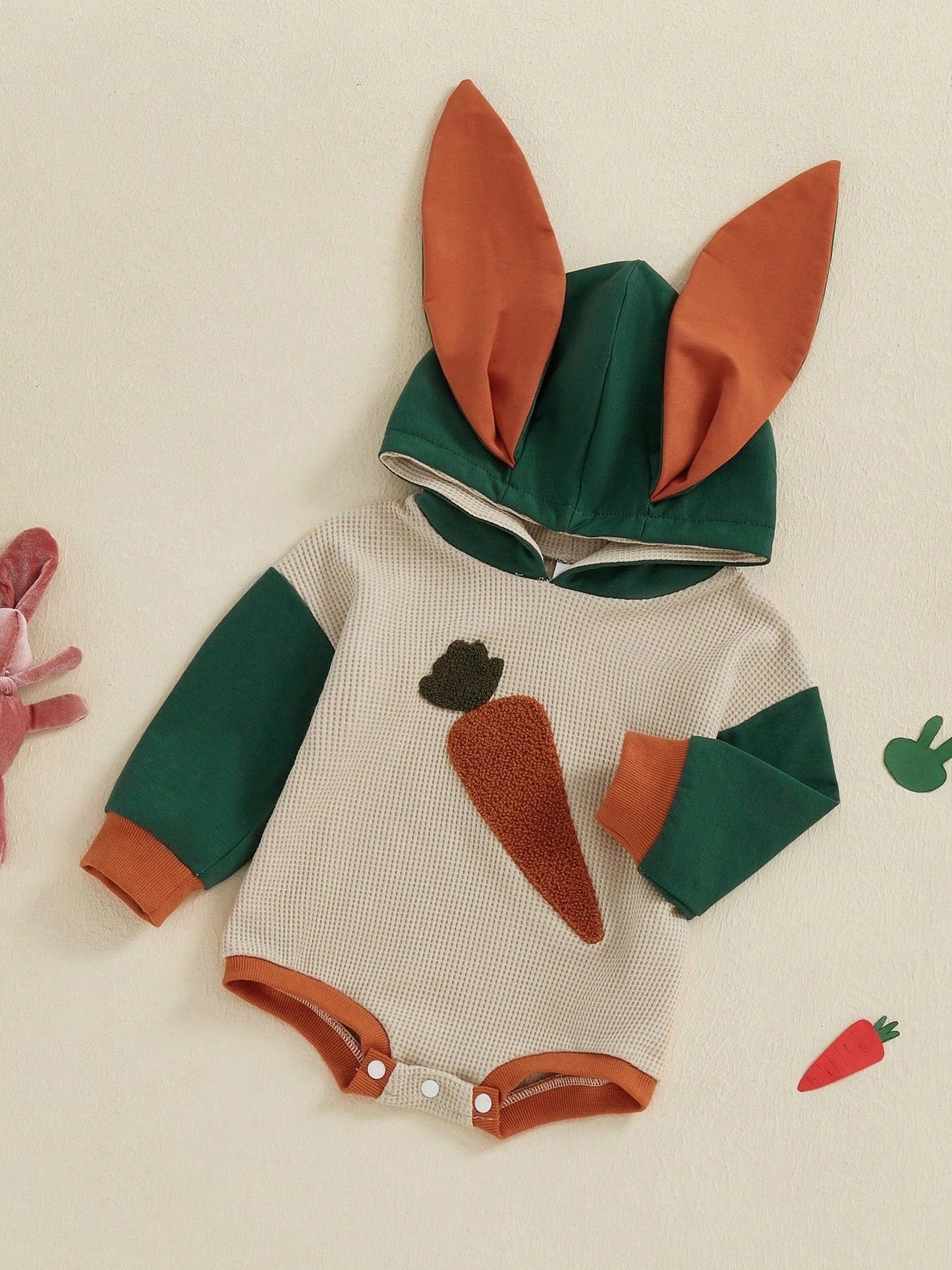 Adorable Baby Easter Outfit: Hooded Carrot Romper