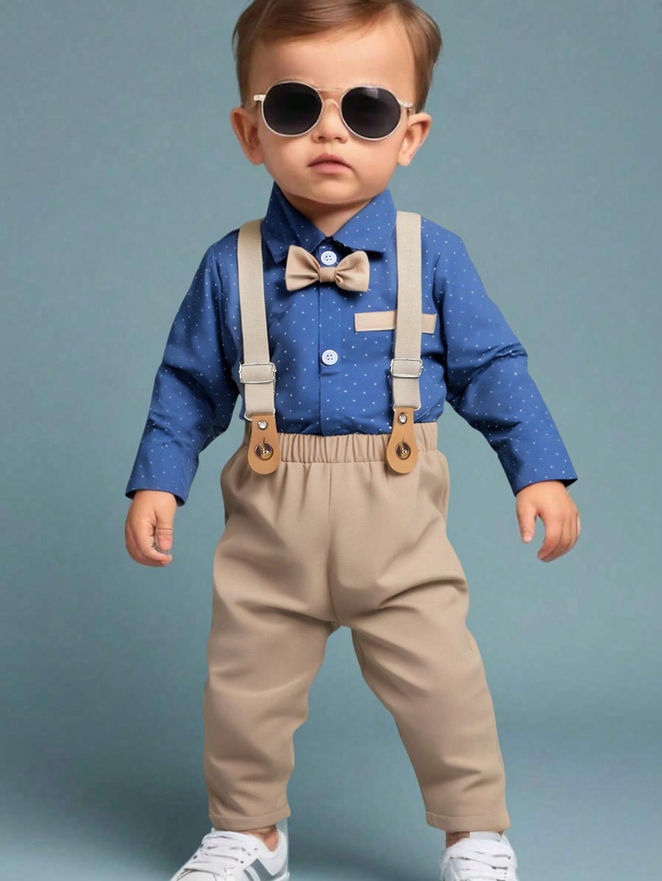 St. Patrick's Day Outfit: Baby Boy Polka Dot Bow Tie Shirt & Suspender Pants Set