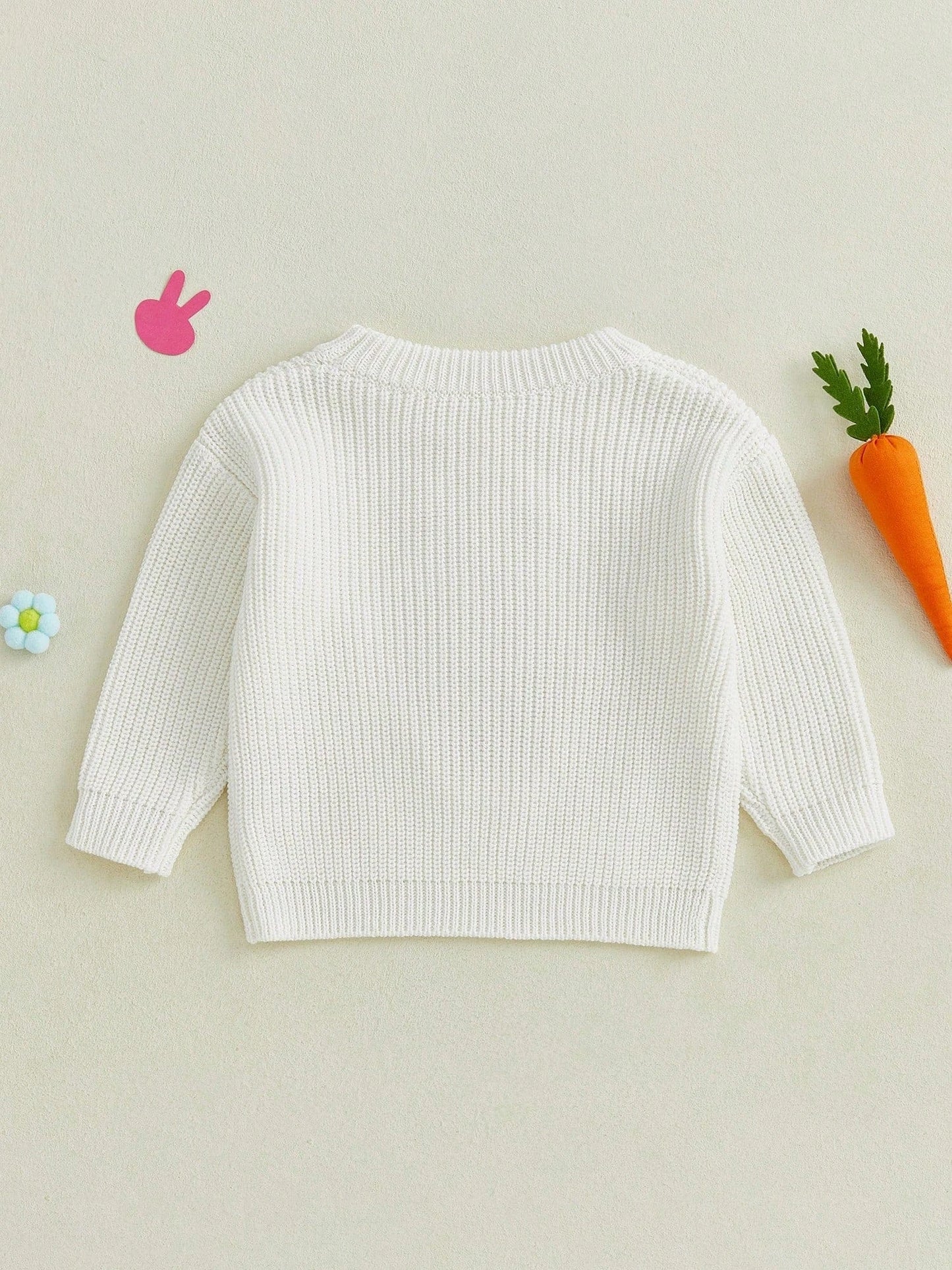 Charming Baby Easter Outfit: Bunny Embroidered Pullover Sweater