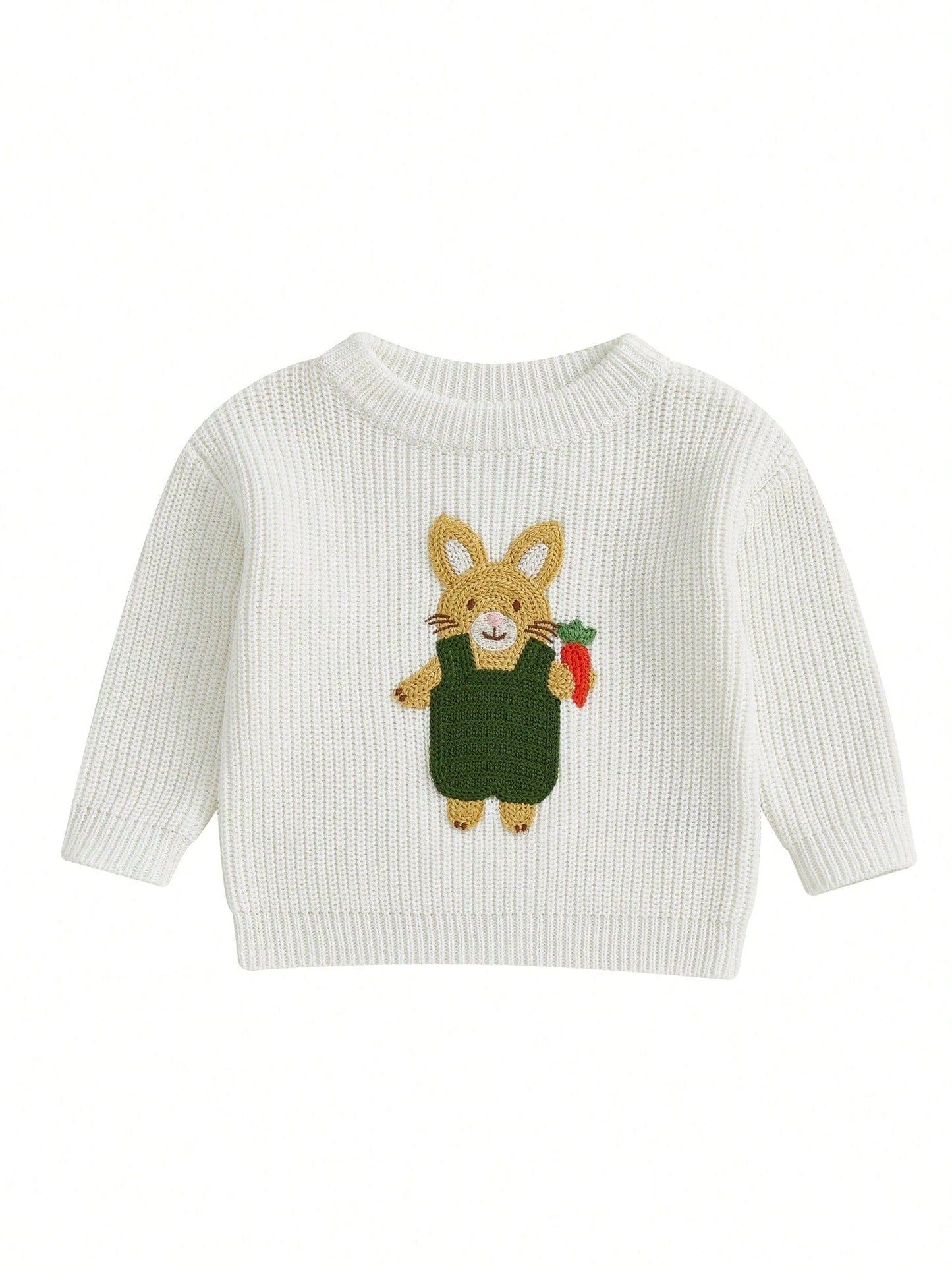 Charming Baby Easter Outfit: Bunny Embroidered Pullover Sweater