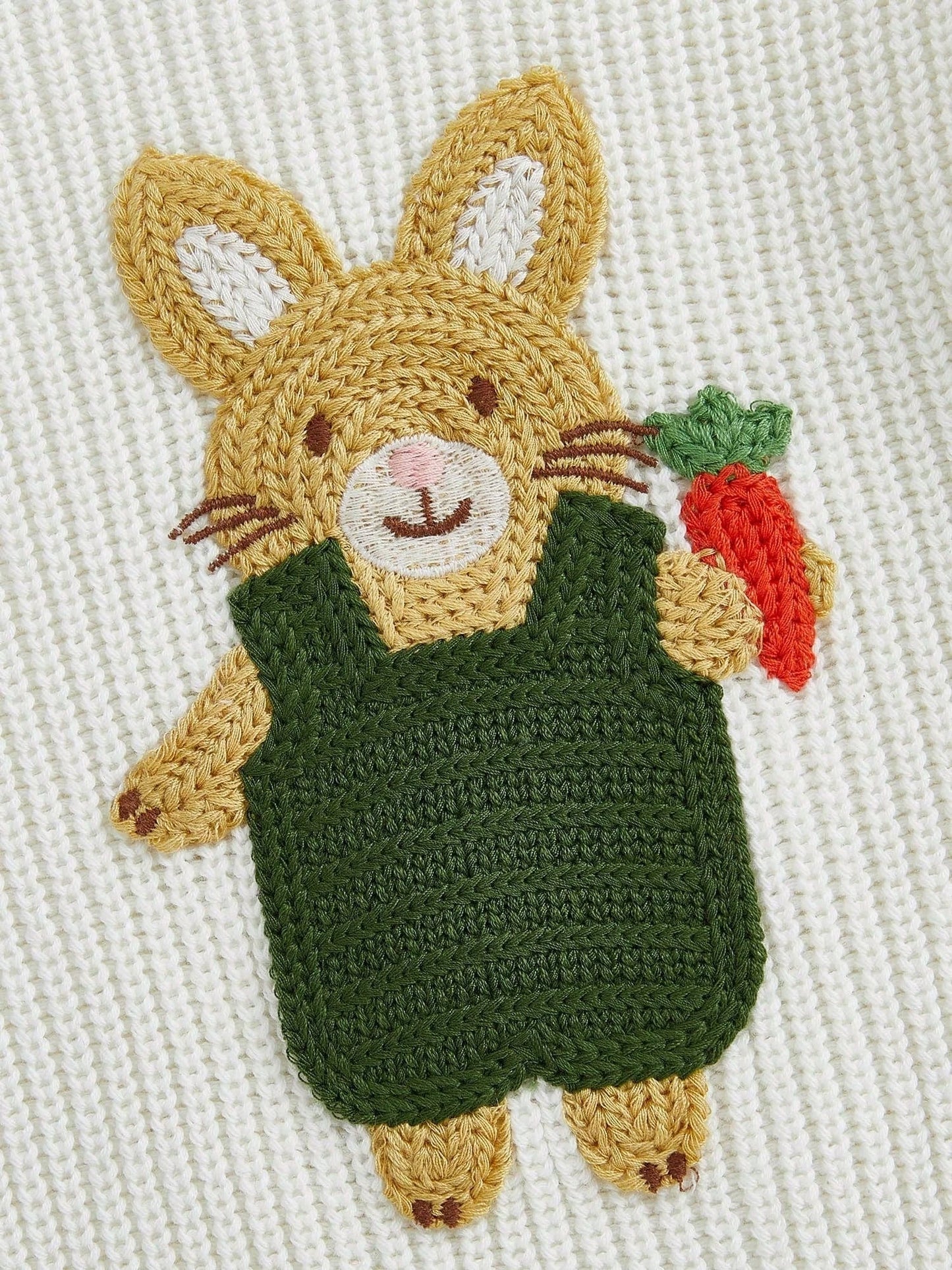 Charming Baby Easter Outfit: Bunny Embroidered Pullover Sweater