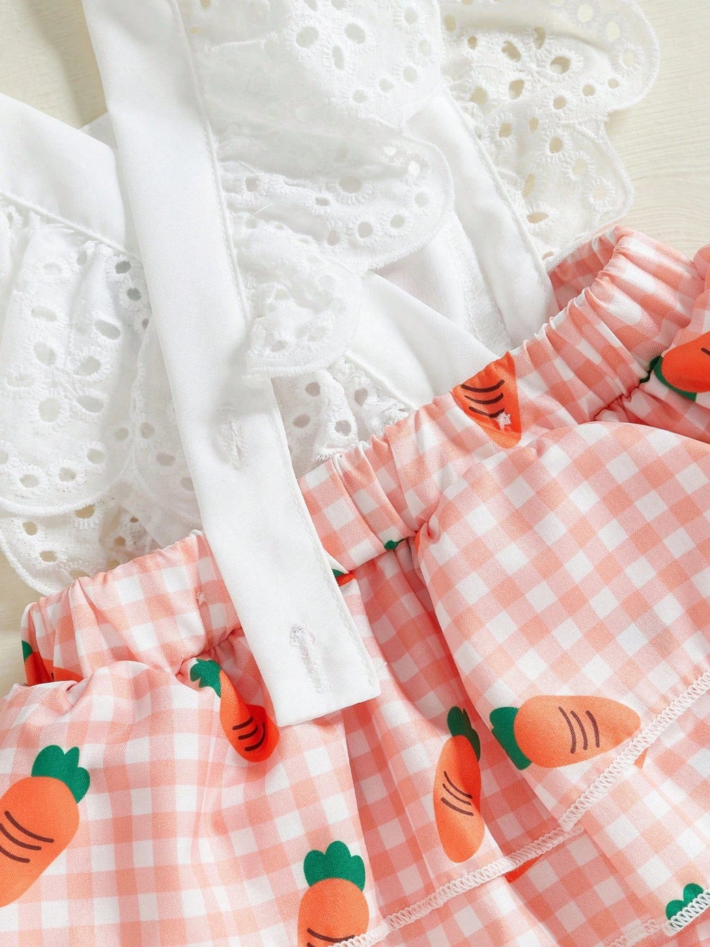Charming Baby Easter Outfit: Carrot Print Bodysuit with Bow Headband
