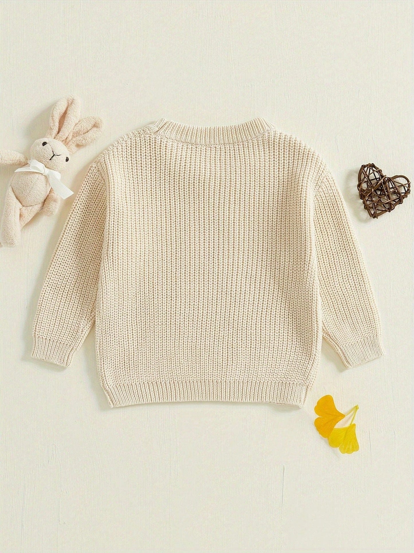 Charming Baby Easter Outfit: Strawberry Letter Pattern Knit Sweater