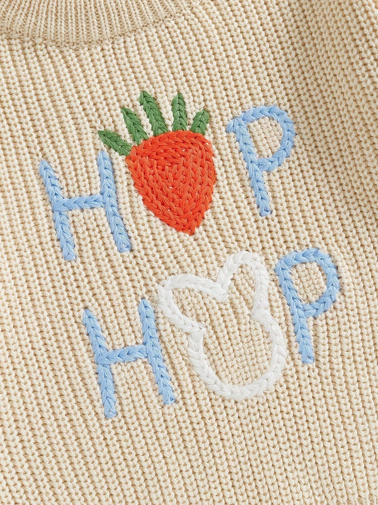 Charming Baby Easter Outfit: Strawberry Letter Pattern Knit Sweater