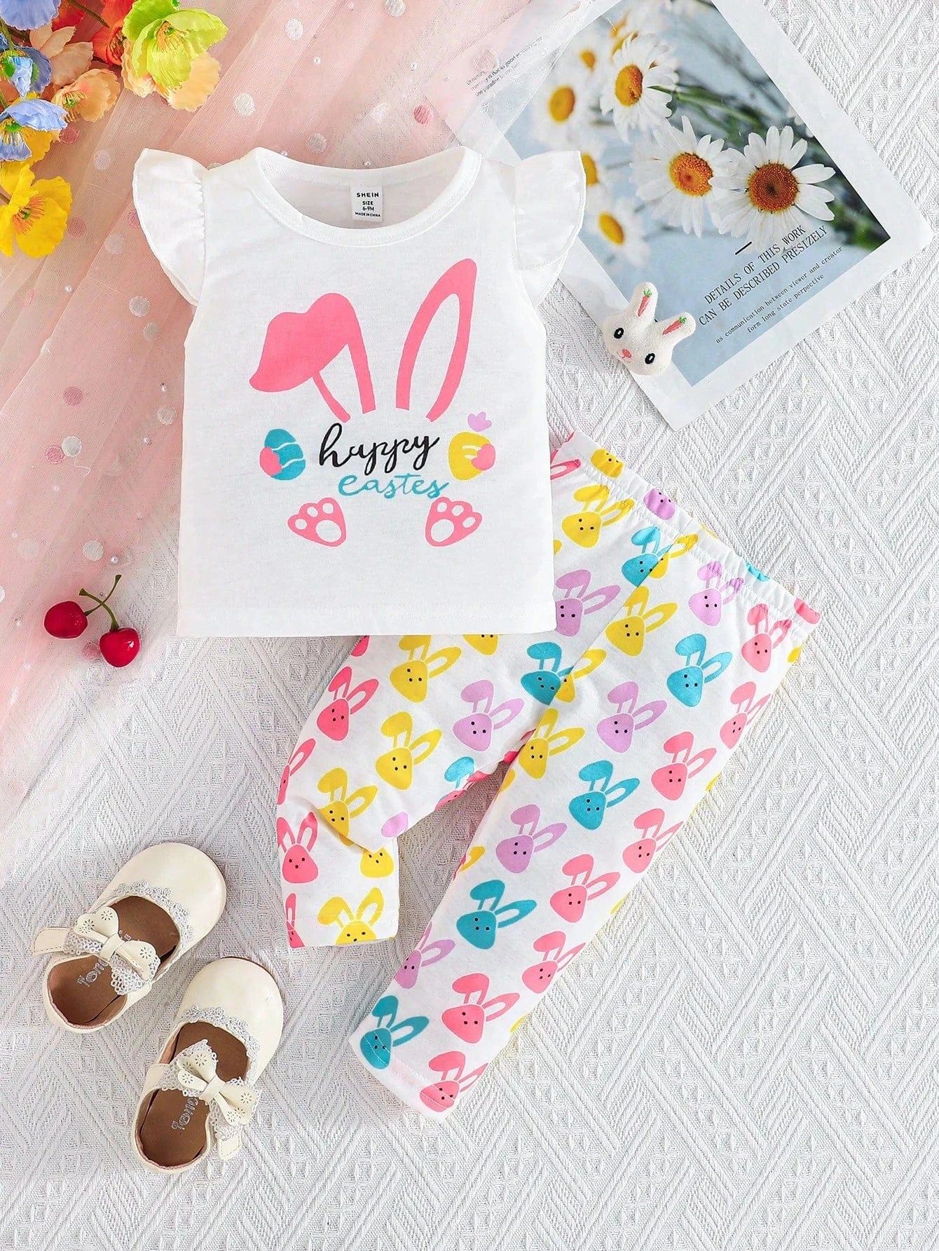 Adorable Baby Easter Outfit: Cute Rabbit Print Set