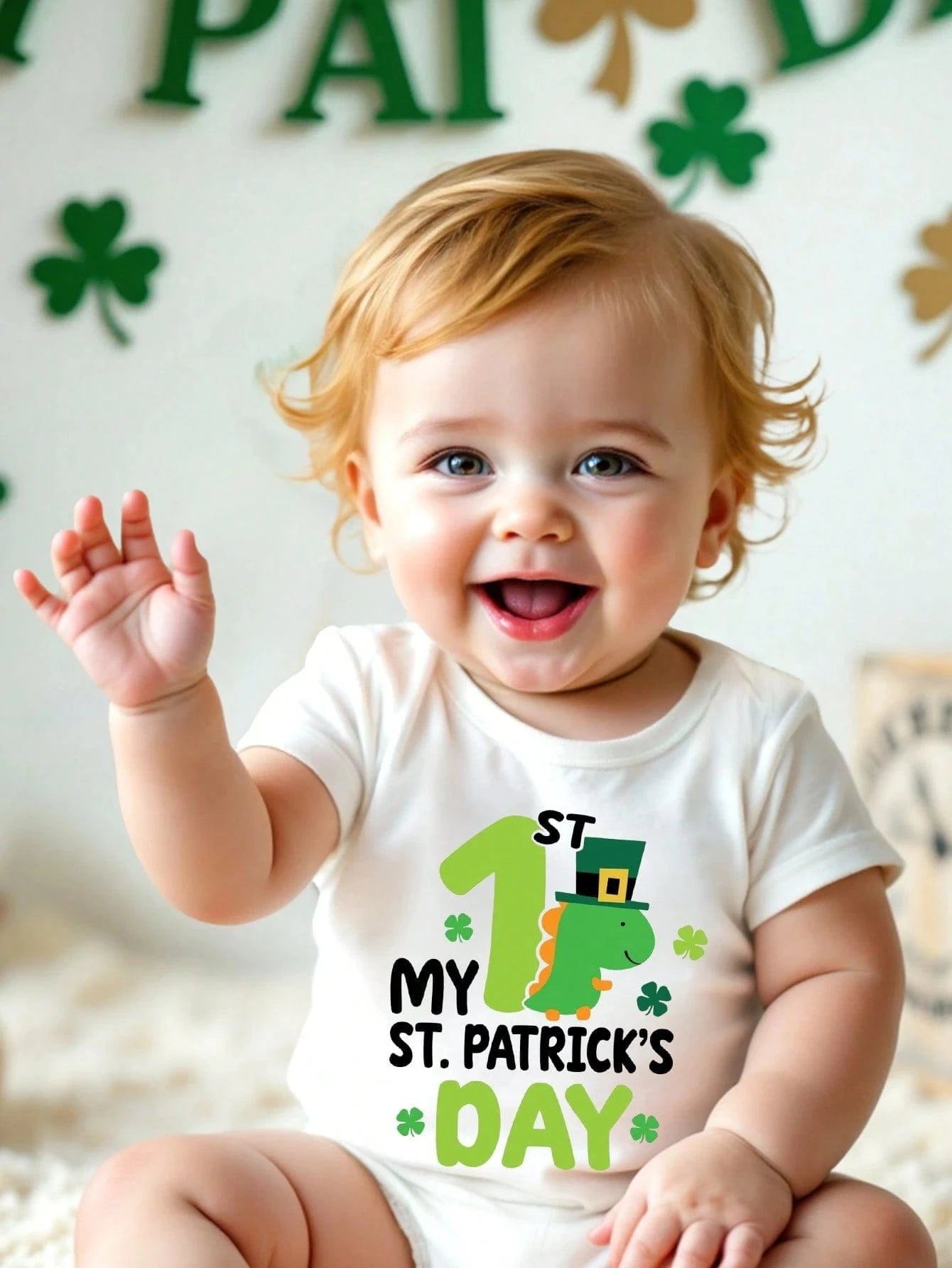 Adorable St. Patrick's Day Outfit for Baby Boys - Funny Dinosaur Design