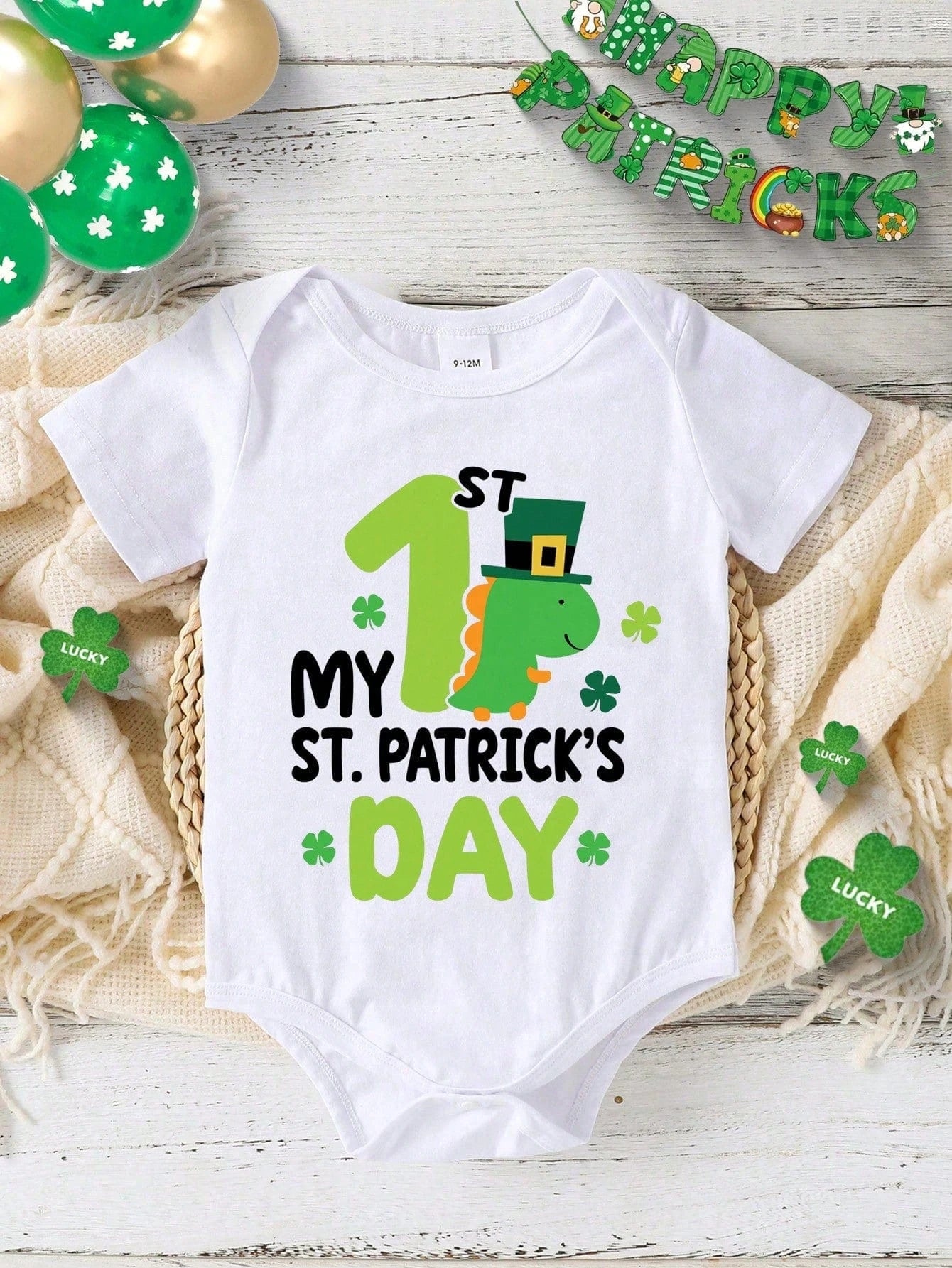 Adorable St. Patrick's Day Outfit for Baby Boys - Funny Dinosaur Design
