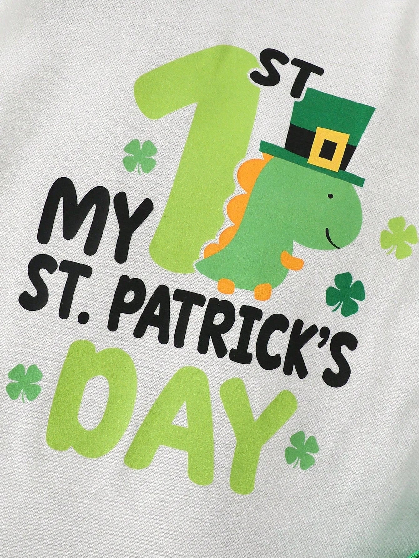 Adorable St. Patrick's Day Outfit for Babies: Dinosaur Romper, Pants & Hat Set