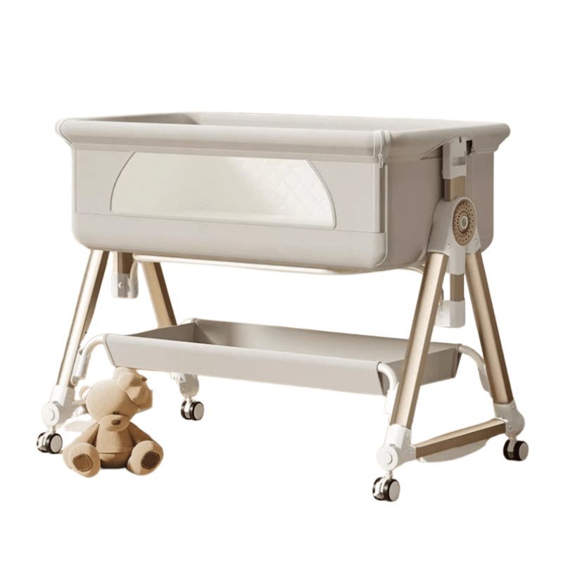 Portable Baby Bassinet with Nursing Table and Storage Features