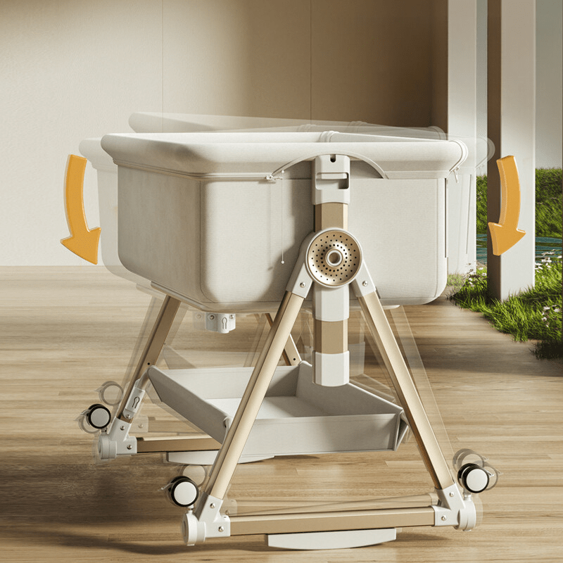 Portable Baby Bassinet with Nursing Table and Storage Features