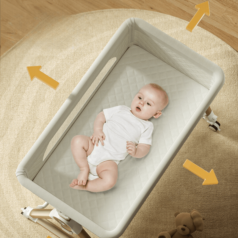 Portable Baby Bassinet with Nursing Table and Storage Features