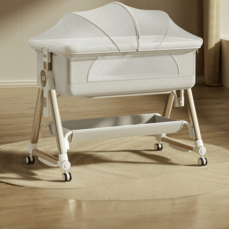 Portable Baby Bassinet with Nursing Table and Storage Features