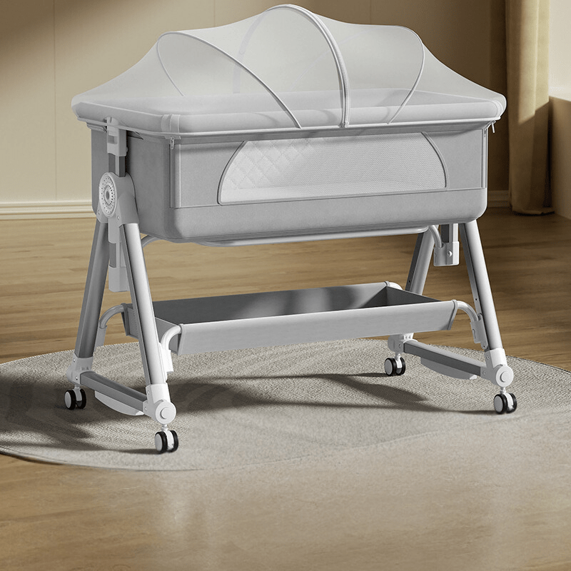 Portable Baby Bassinet with Nursing Table and Storage Features