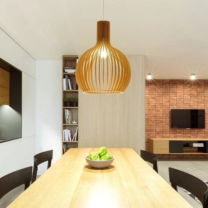 Artisan Crafted Wooden Pendant Light