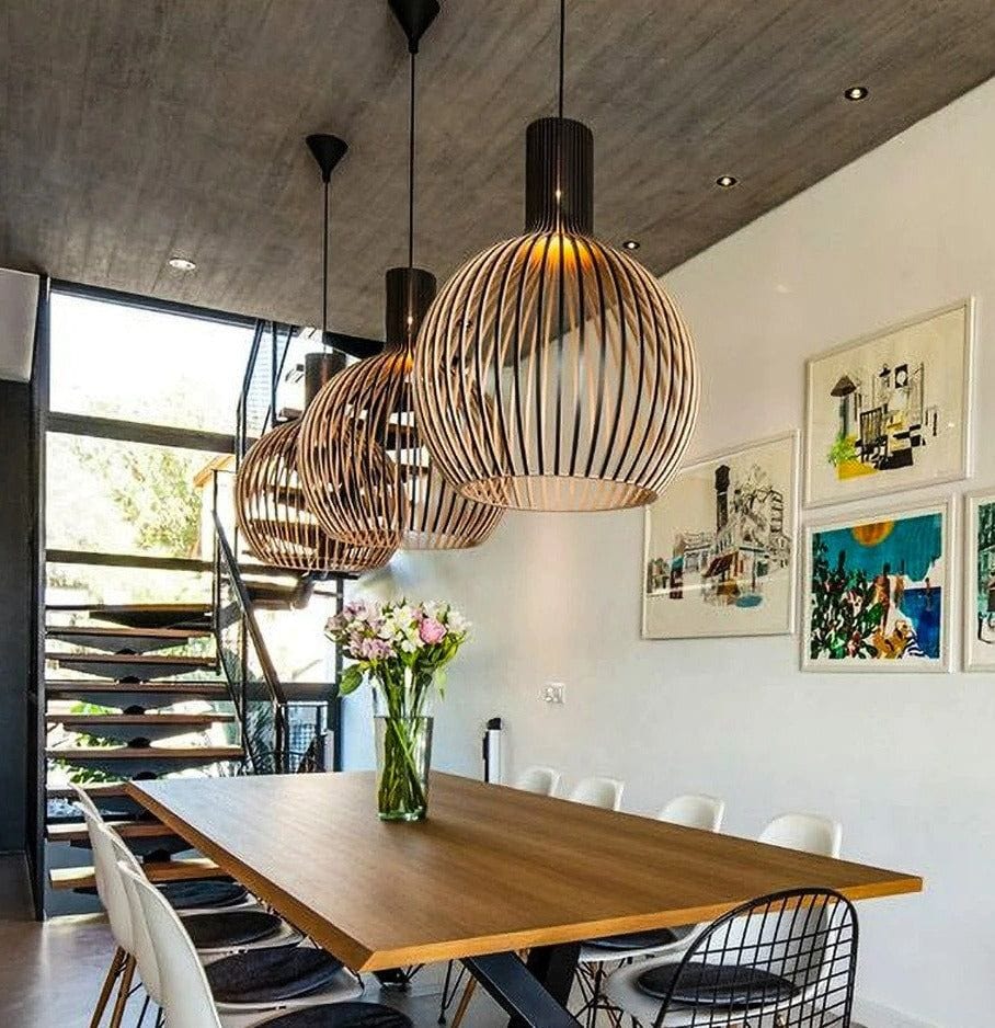 Artisan Crafted Wooden Pendant Light