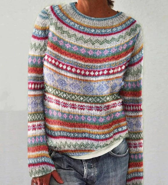 Chic Multicolored Striped Women's Sweater