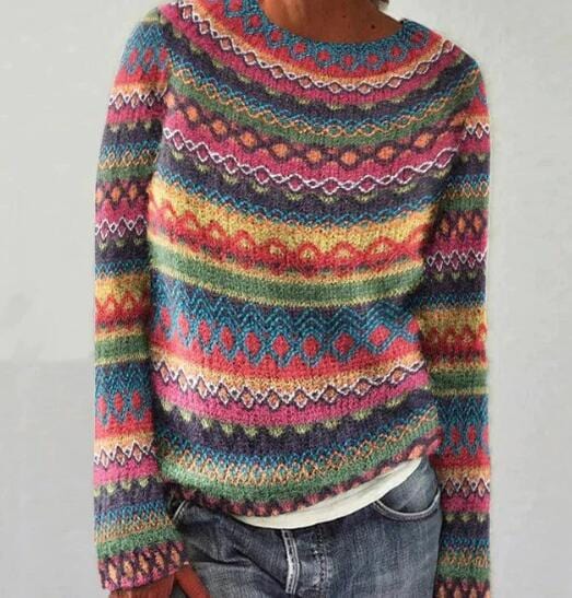 Chic Multicolored Striped Women's Sweater