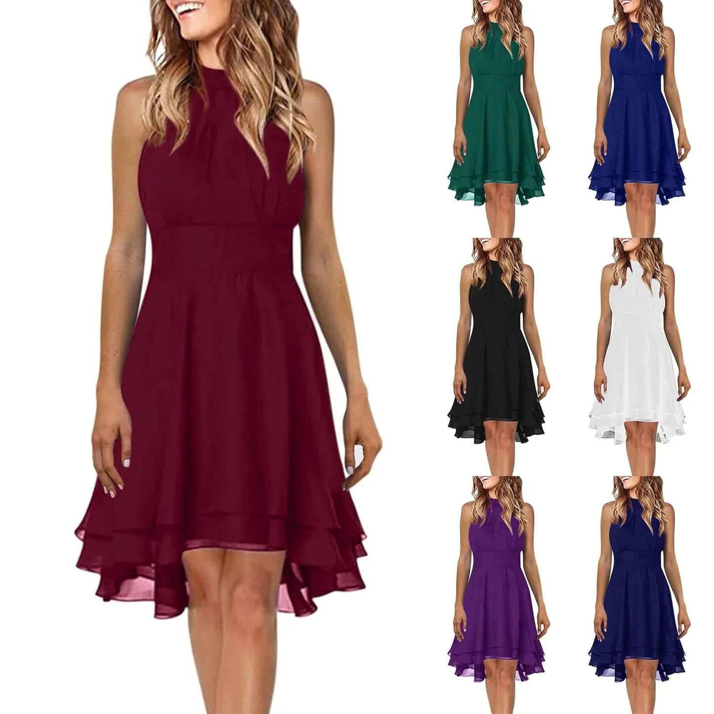 Chic Layered Halter Dress for Women