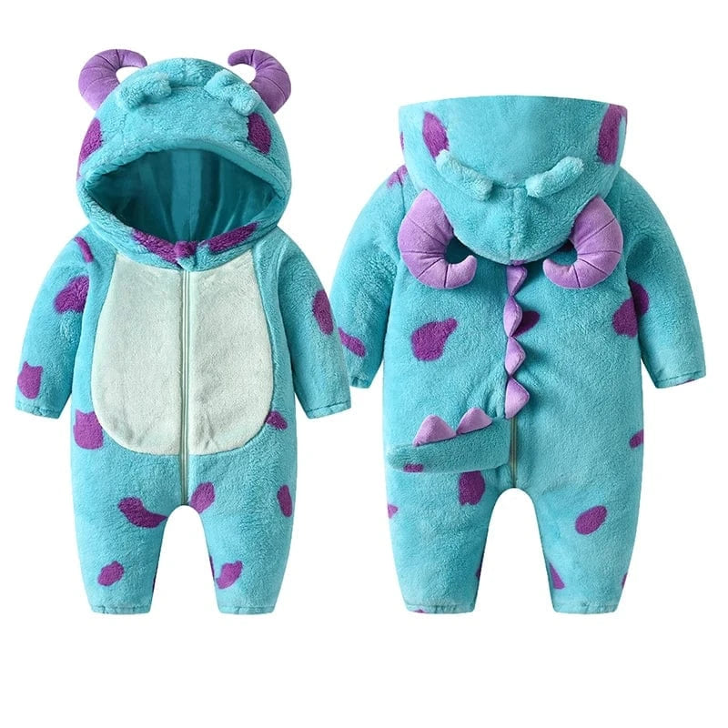 Cozy Cartoon Animal Fleece Jumpsuit for Toddlers