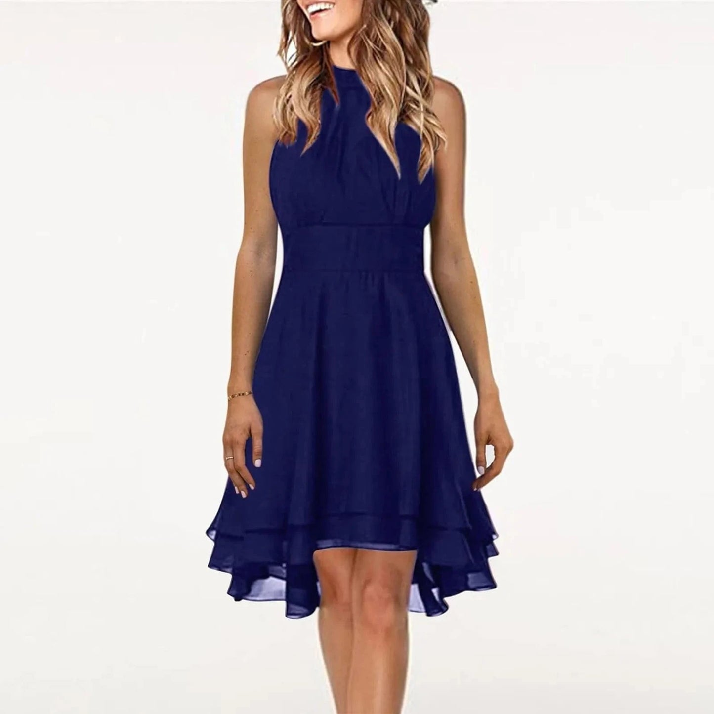Chic Layered Halter Dress for Women