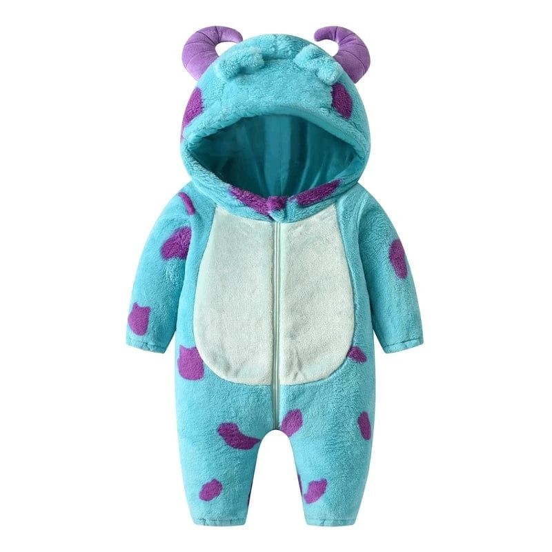 Cozy Cartoon Animal Fleece Jumpsuit for Toddlers