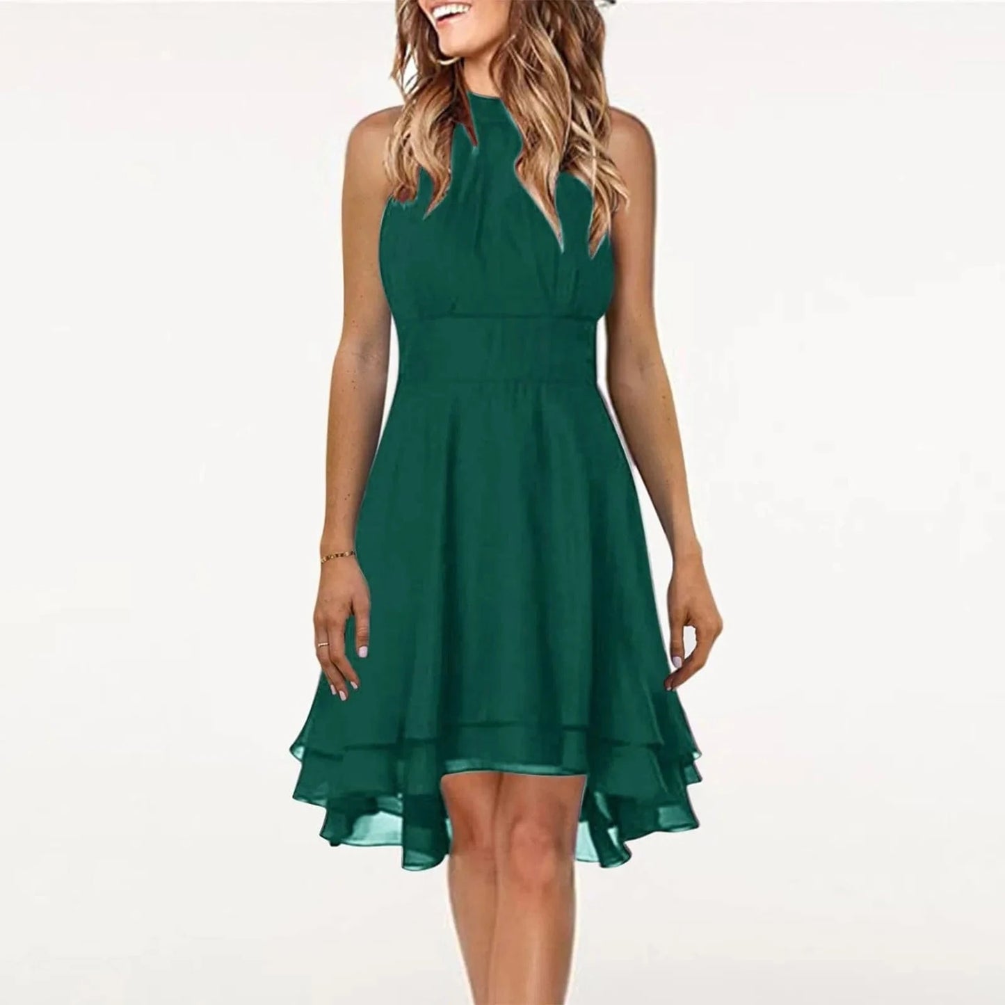 Chic Layered Halter Dress for Women