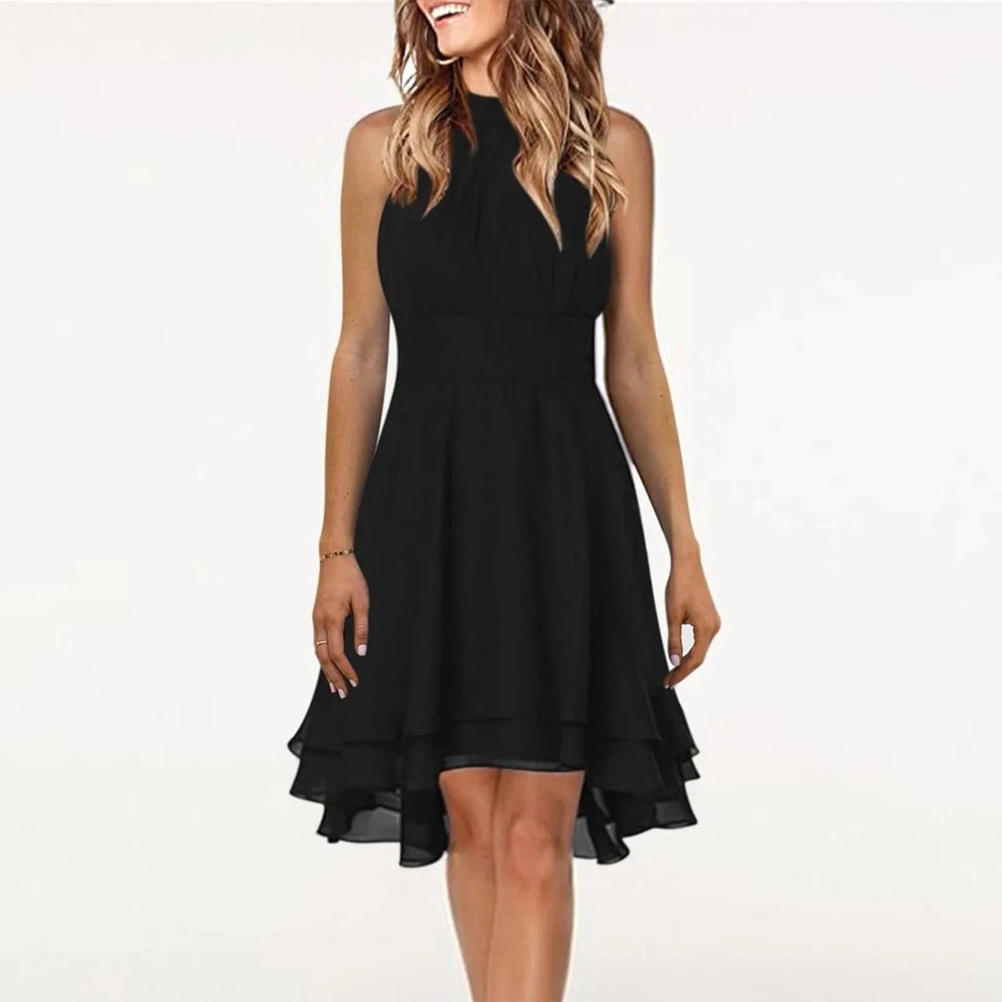 Chic Layered Halter Dress for Women