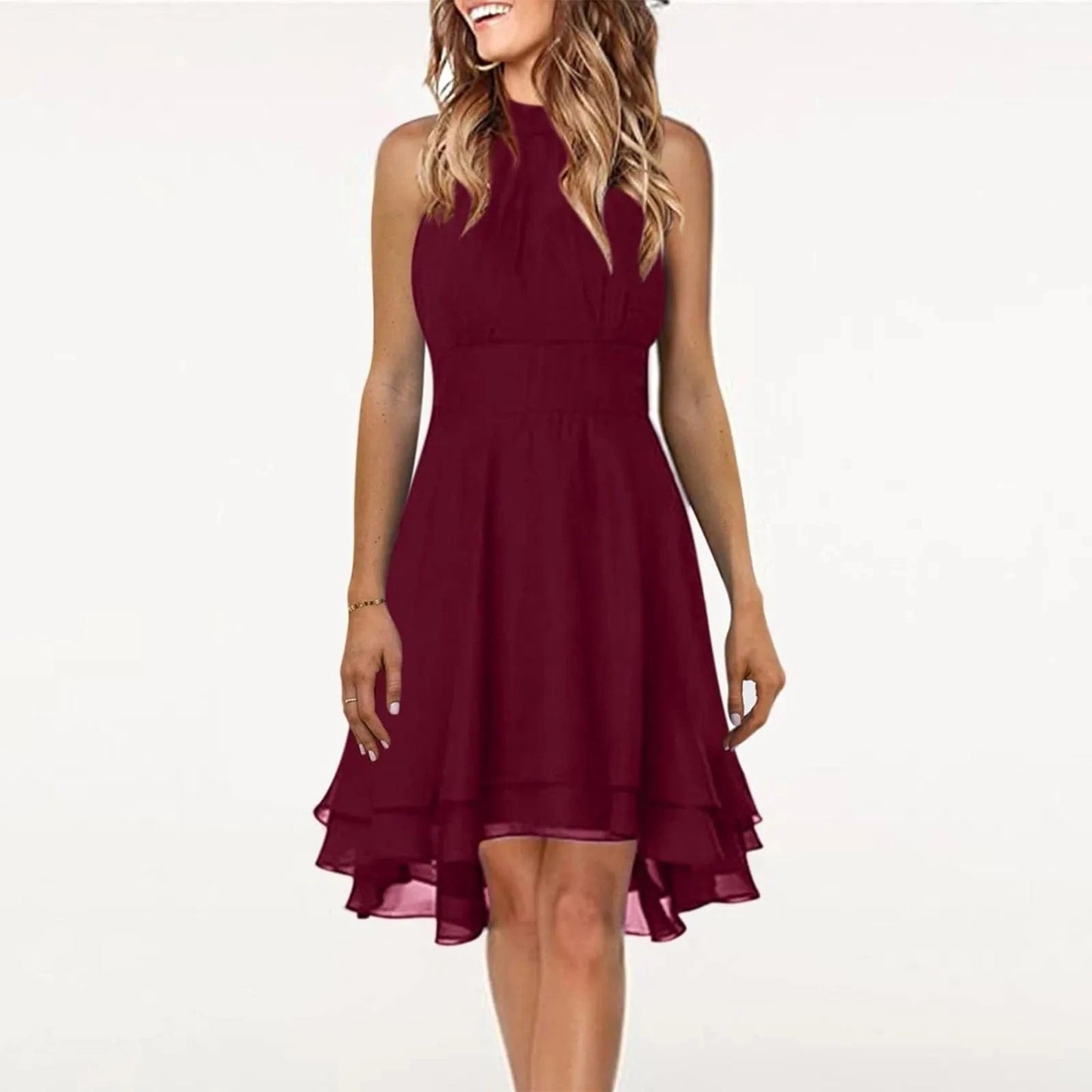 Chic Layered Halter Dress for Women