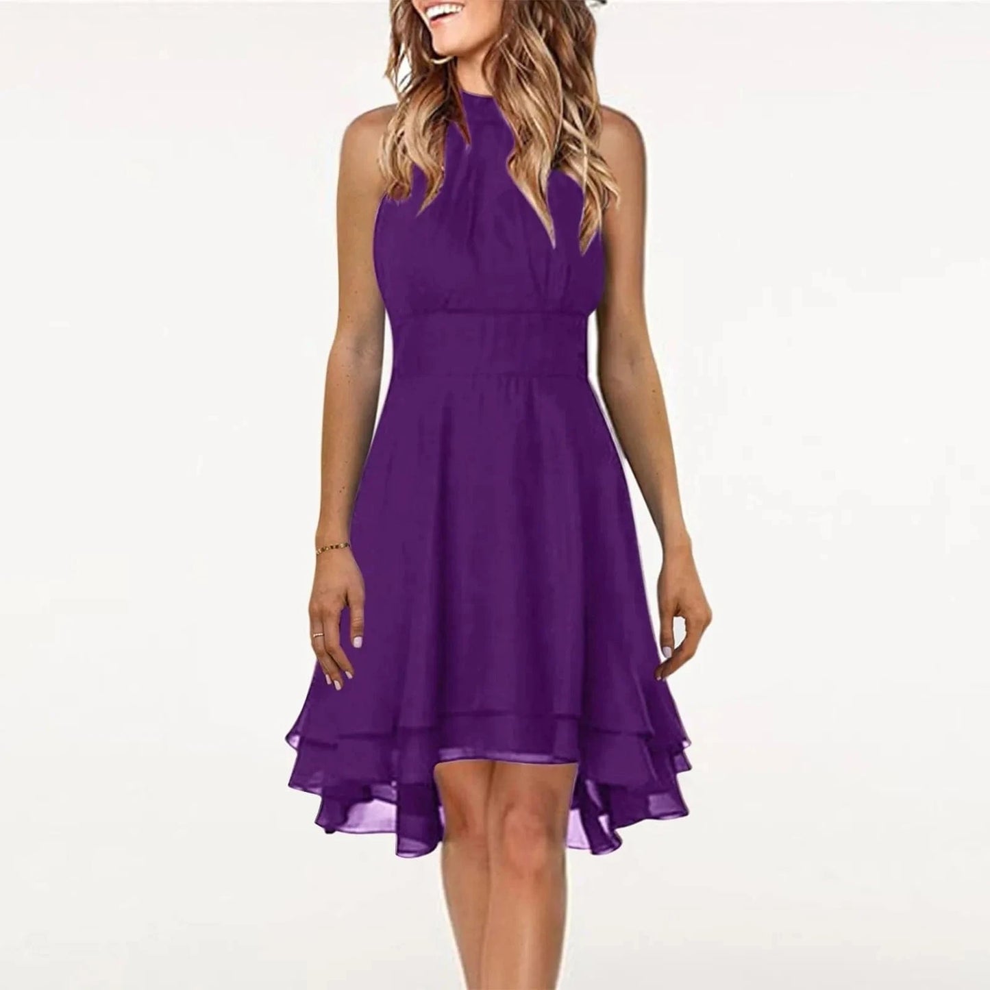 Chic Layered Halter Dress for Women