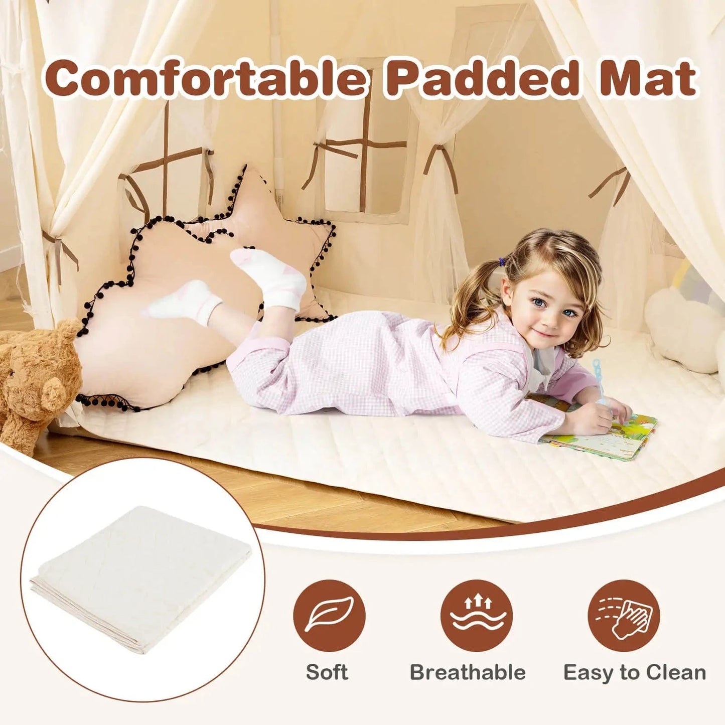 Kids Play Tents: Cozy Fun House with Lights & Pennants