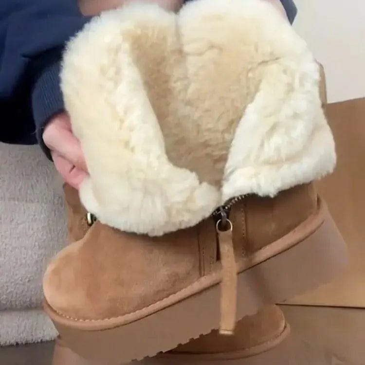 Snow Boots Women Fur-Lined Side Zipper