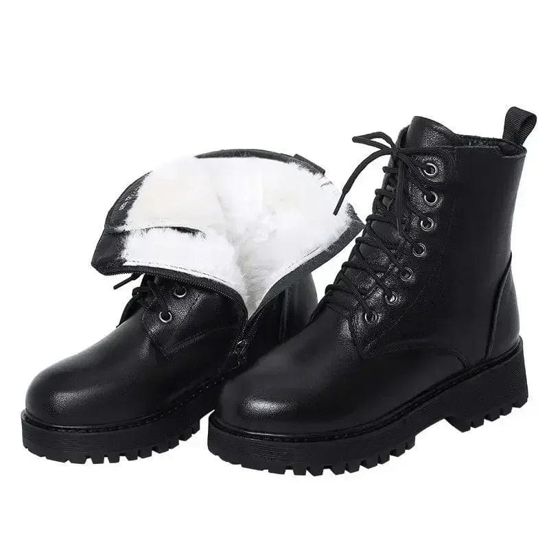 Snow Boots Women High-Heeled Leather