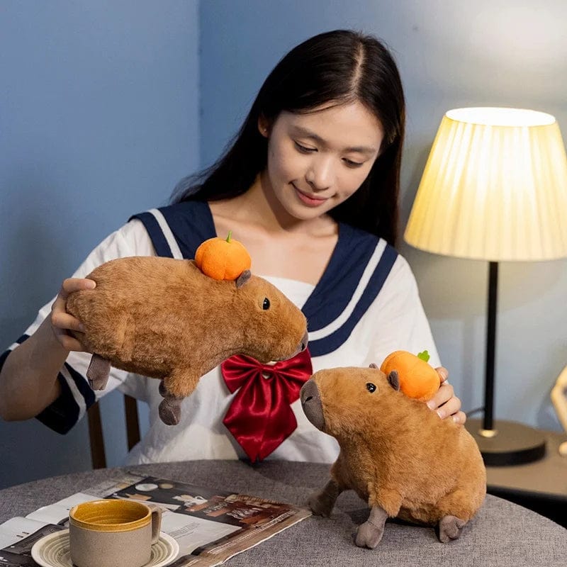 Capybara Plush Toy with Pumpkin