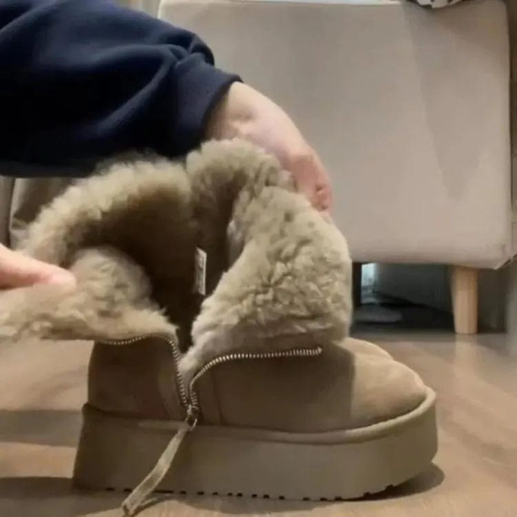 Snow Boots Women Fur-Lined Side Zipper