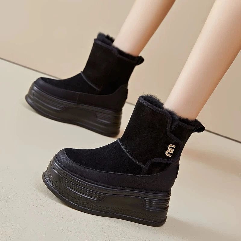 Snow Boots Women Suede Platform Wedge