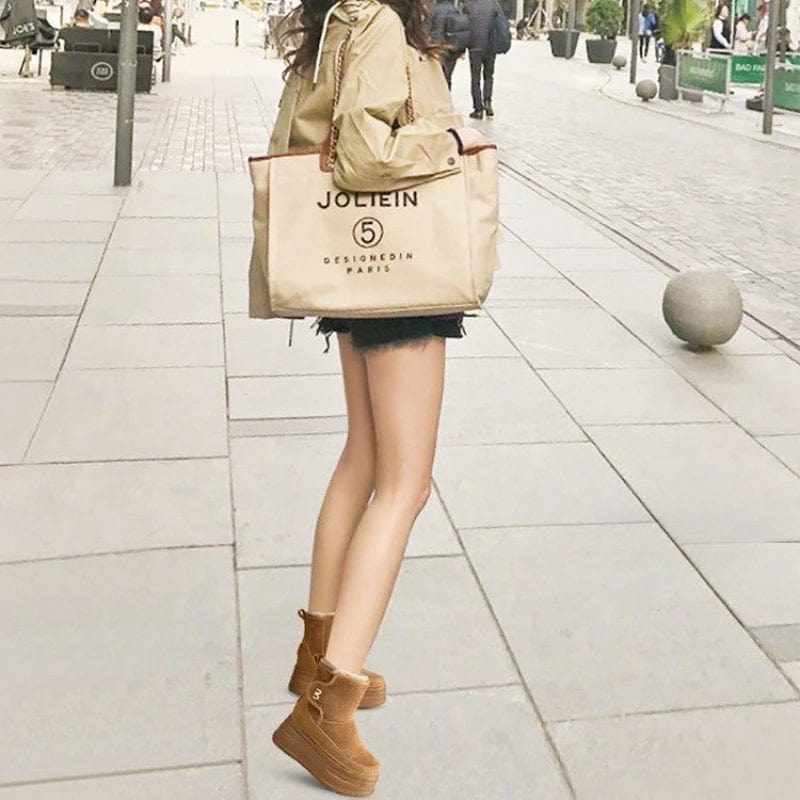 Snow Boots Women Suede Platform Wedge