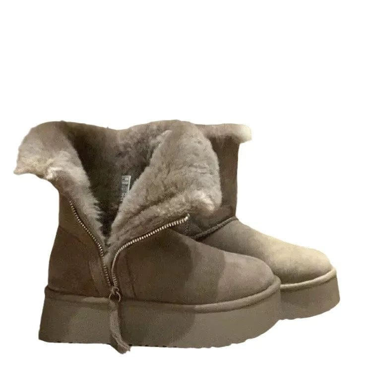 Snow Boots Women Fur-Lined Side Zipper