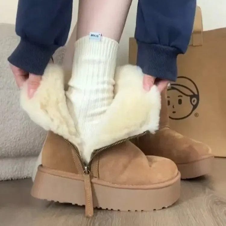 Snow Boots Women Fur-Lined Side Zipper